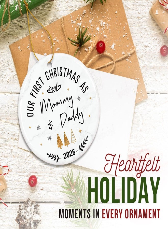 ZAGKOO Baby First Christmas Ornament 2025 - Mom and Dad Gifts Ideas - Gift for Parents on Christmas - New Parents Gift for Couples - First Time Mom & New Dad Gifts - Family of Three Ceramic Ornament - Image 5